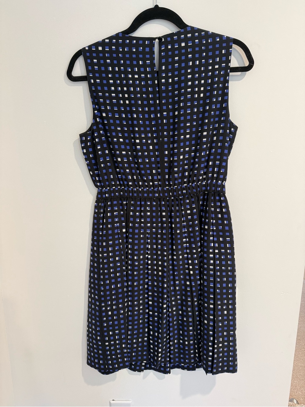 kate spade Navy & Light Blue Sleeveless Check Fit-and-Flare Dress - Picture 3 of 4